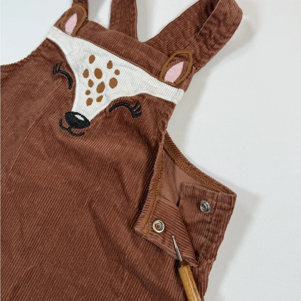 THE CHILDREN’S PLACE Girls Brown Corduroy Deer Jumper Dress Size‎ 4T